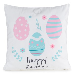 Poszewka wielkanocna biała pudrowy róż 45x45 HAPPY EASTER