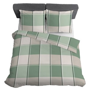 Pościel satynowa 160x200 kratka zielona HOME SATIN 5777A