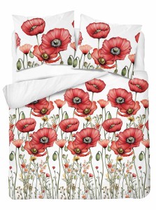 Pościel satynowa 160x200 czerwone maki HOME SATIN 5779B