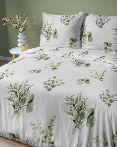 Pościel satynowa 160x200 liście eukaliptusa HOME SATIN 5801A