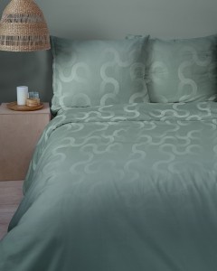 Pościel satynowa 160x200 oliwkowa geometria HOME SATIN 5804B