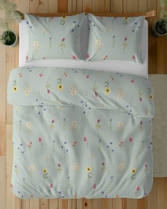 Pościel bawełniana 100% 160x200 zielona łączka kwiatów 5755A