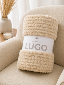 Koc beżowy 200x220 LUGO puszysty 