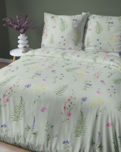 Pościel satynowa 160x200 zielona łączka HOME SATIN 5807A