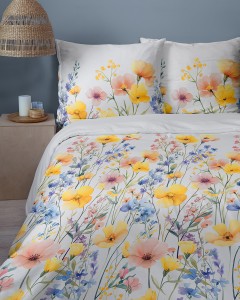 Pościel satynowa 160x200 kolorowa łąka kwiatów HOME SATIN 5778A