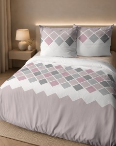 Pościel flanelowa 160x200 róż geometryczny wzór 6036B