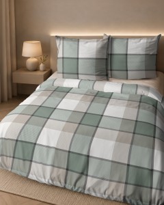 Pościel flanelowa 160x200 zielona kratka wzór 6037A