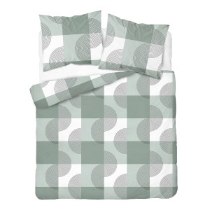 Pościel flanelowa 160x200 zielona kratka w koła wzór 6040B