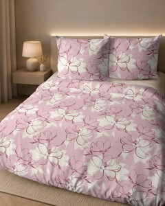 Pościel flanelowa 160x200 różowa w kwiaty 6042A