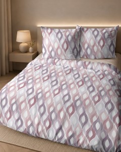 Pościel flanelowa 160x200 różowa fioletowa geometryczna 6043A