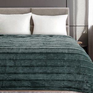 Koc 150x200 ciemna mięta dwustronny futrzak NINA