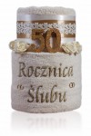Tort z ręczników 70x140 2szt. 50x90 2szt. 50 ROCZNICA ŚLUBU krem  