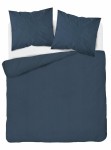 Pościel adamaszek 200x220 jednobarwna w paski PURE niebieski Denim